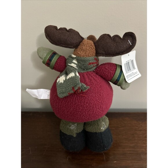 Christmas Moose Plush Holiday Inspirations Knit Scarf Snowflake Sweater Decor - Picture 4 of 12
